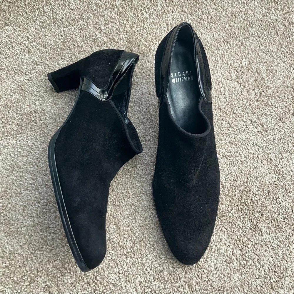 Stuart Weitzman‎ Black Suede Mule Heeled Booties Size 8 1/2M